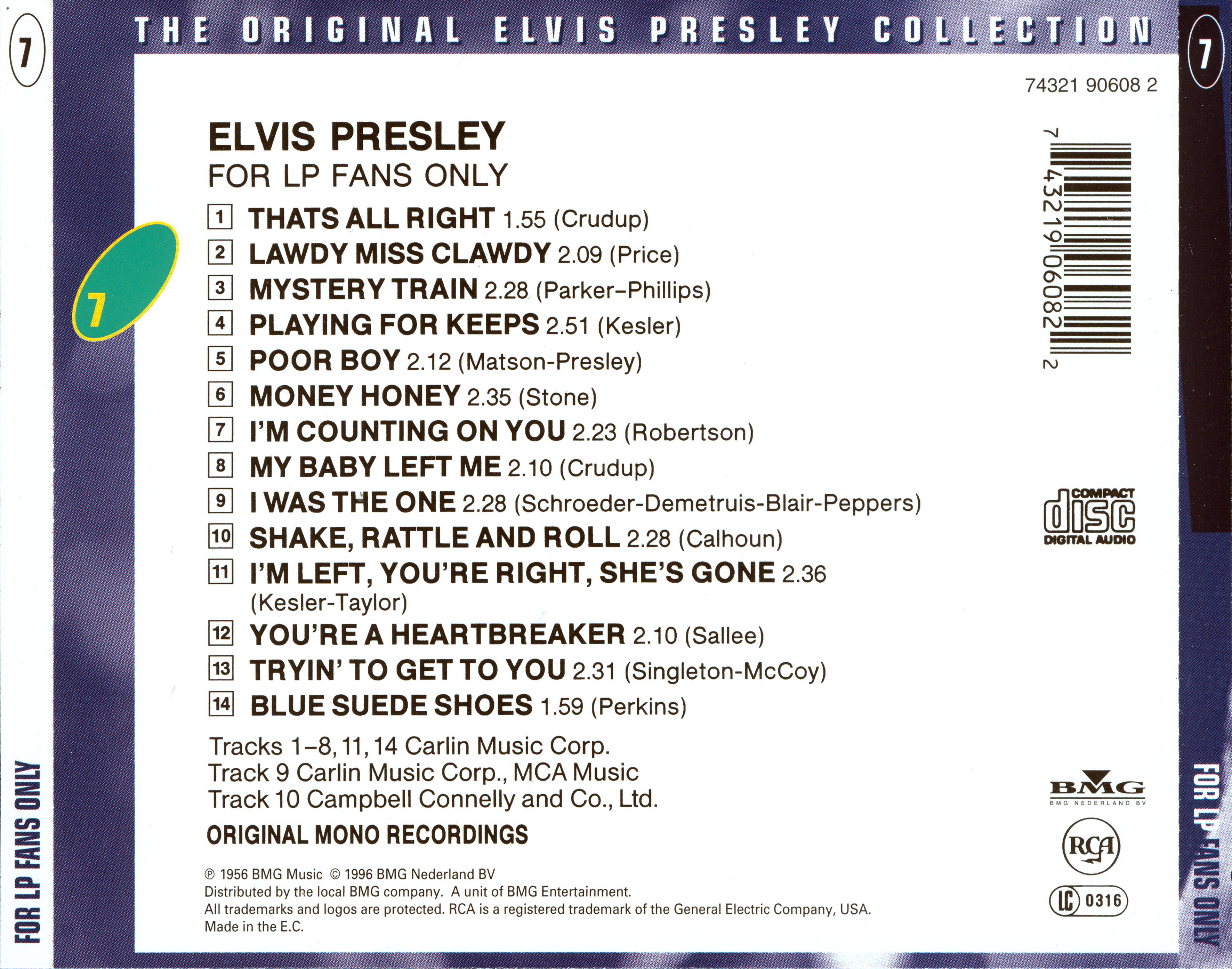 Elvis Presley  The Original Elvis Presley Collection 07; For lp Fans Only : Back